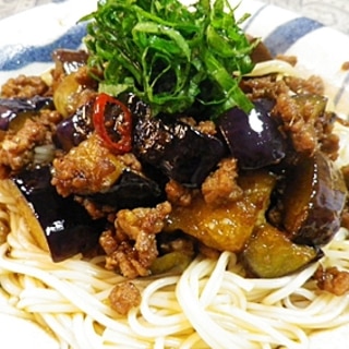 挽肉茄子のピリ辛素麺